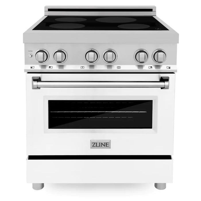 ZLINE 30 Inch 4.0 cu. ft. Induction Range with a 4 Element Stove and Electric Oven in White Matte