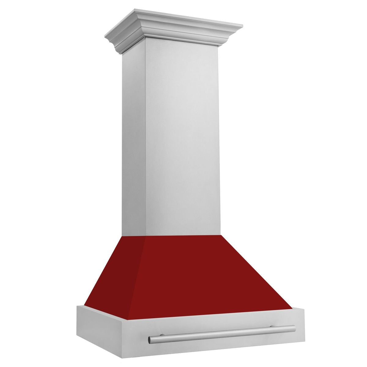 ZLINE 30 Inch Stainless Steel Range Hood with Red Gloss Shell and Stainless Steel Handle, 8654STX-RG-30