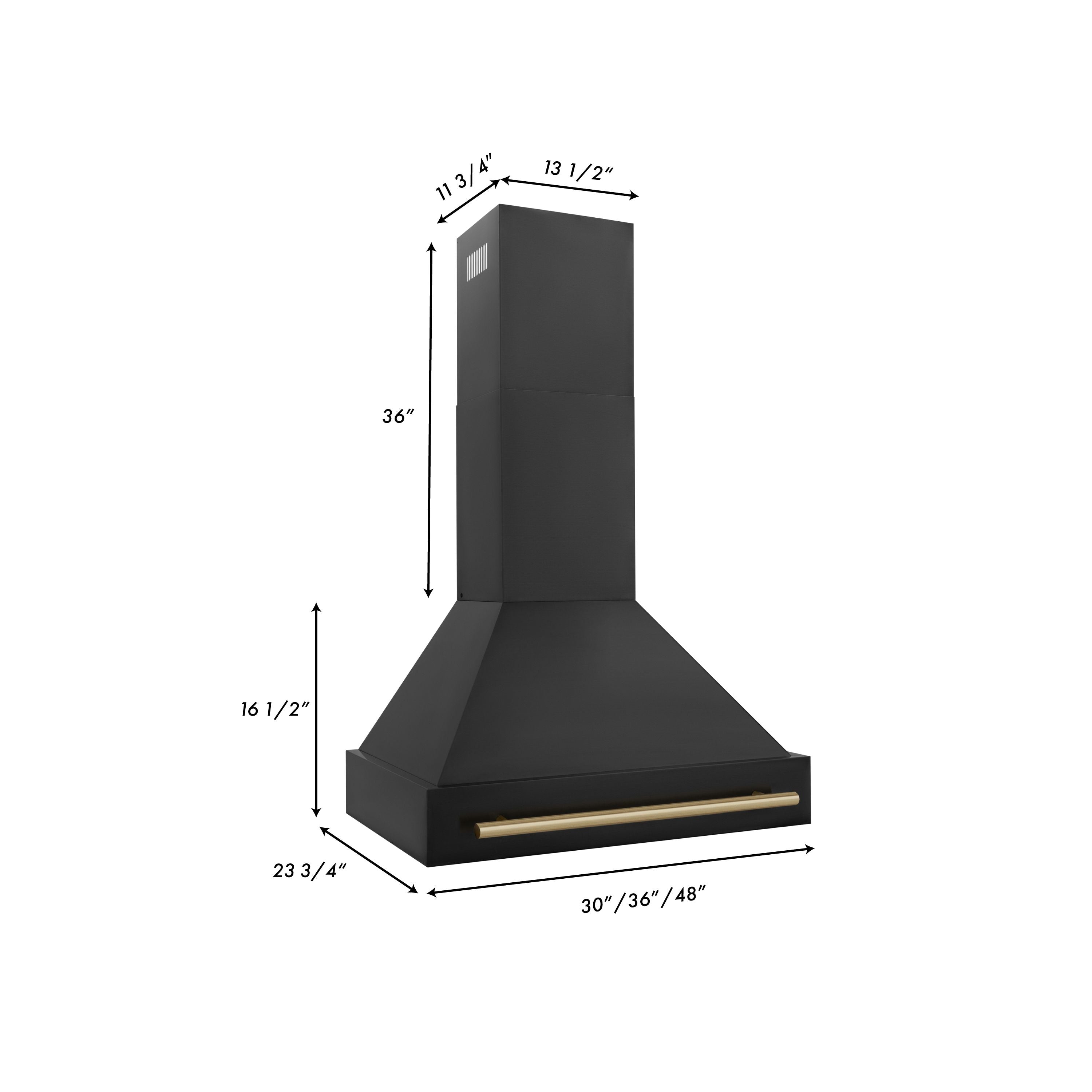 ZLINE 30 in. Autograph Edition in Black Stainless Steel Range Hood with Champagne Bronze Handle, BS655Z-30-CB