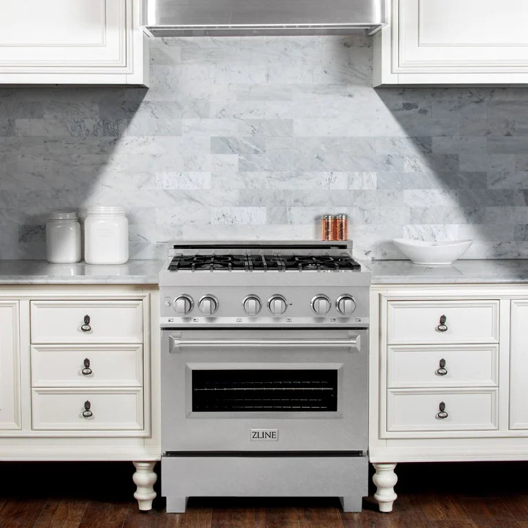 ZLINE Appliance Package - 30 In. Dual Fuel Range and Over the Range Microwave in DuraSnow® Stainless Steel