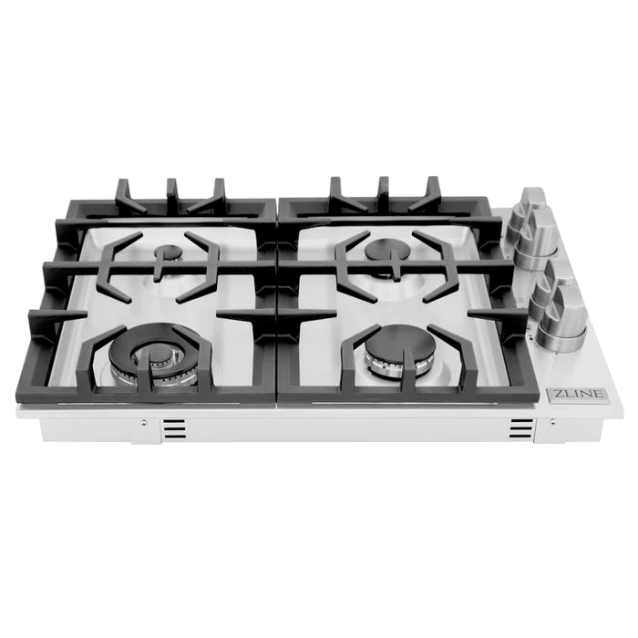 ZLINE 30 in. Stainless Steel Dropin Cooktop with 4 Gas Burners