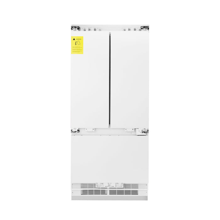 ZLINE 36 In. 19.6 cu. Ft. Panel Ready Built-In 3-Door French Door Refrigerator with Internal Water and Ice Dispenser