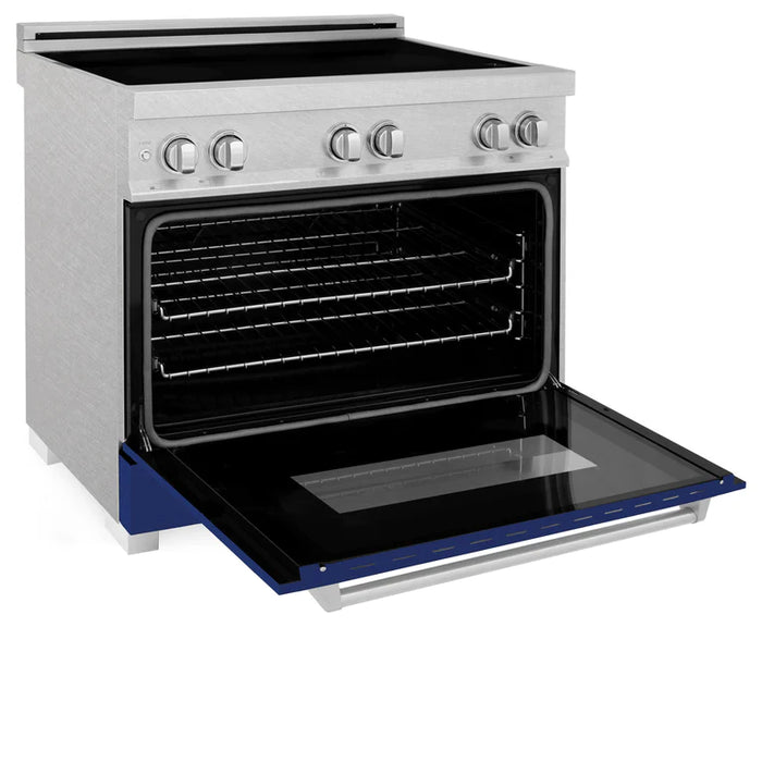 ZLINE 36 In. 4.6 cu. ft. Induction Range with a 4 Element Stove and Electric Oven in Blue Gloss