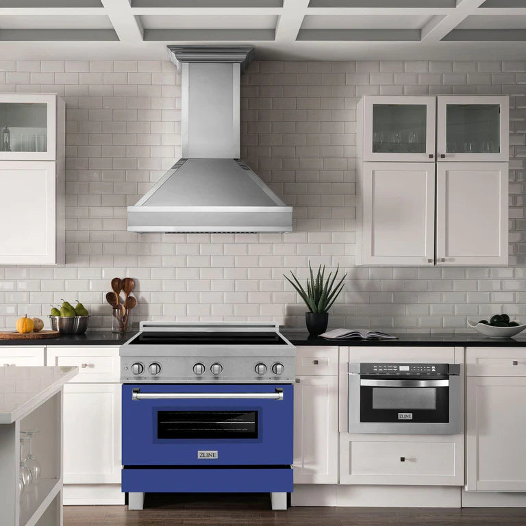 ZLINE 36 In. 4.6 cu. ft. Induction Range with a 4 Element Stove and Electric Oven in Blue Matte