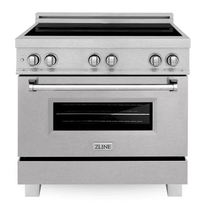 ZLINE 36 In. 4.6 cu. ft. Induction Range with a 4 Element Stove and Electric Oven in DuraSnow Stainless Steel