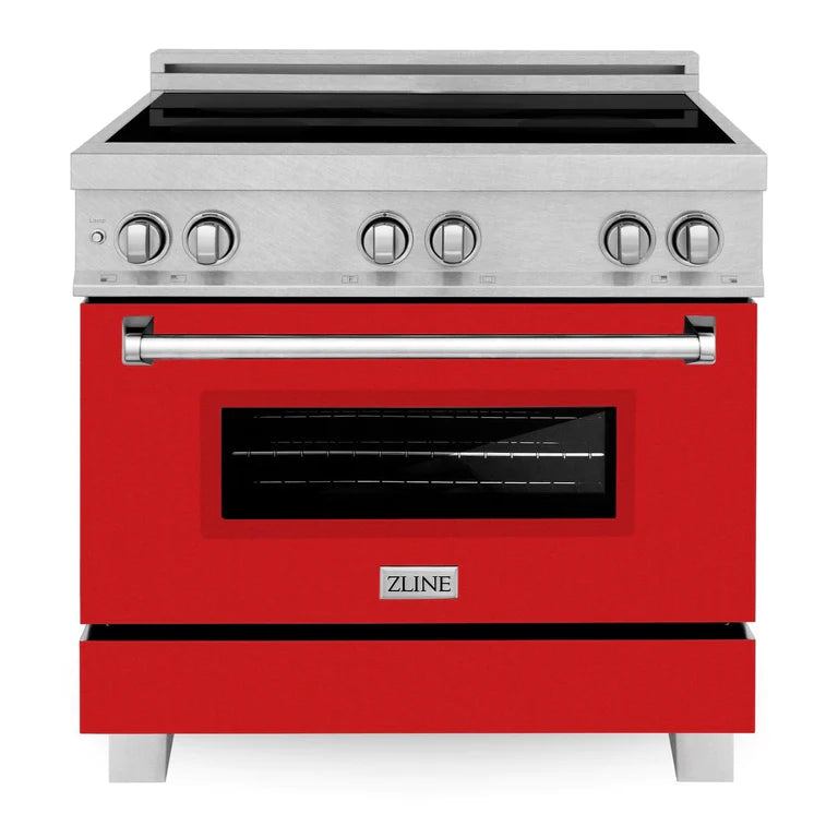 ZLINE 36 In. 4.6 cu. ft. Induction Range with a 4 Element Stove and Electric Oven in Red Matte