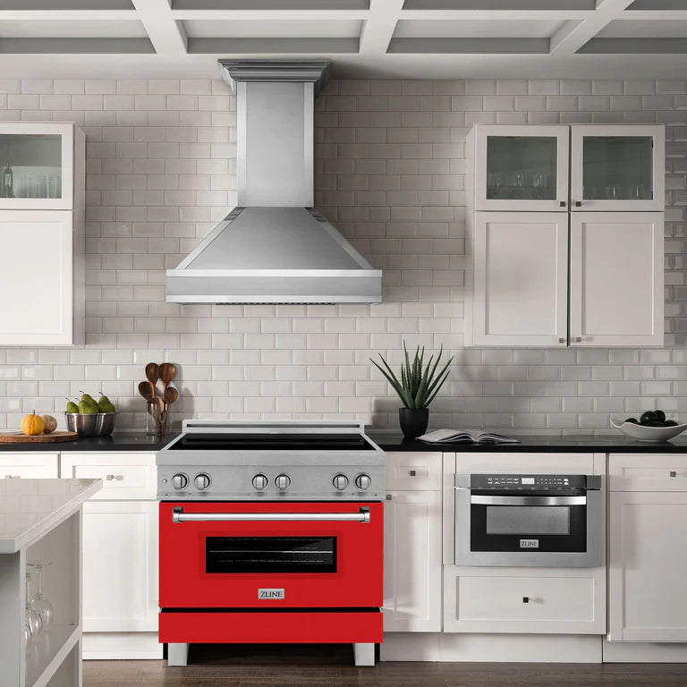 ZLINE 36 In. 4.6 cu. ft. Induction Range with a 4 Element Stove and Electric Oven in Red Matte