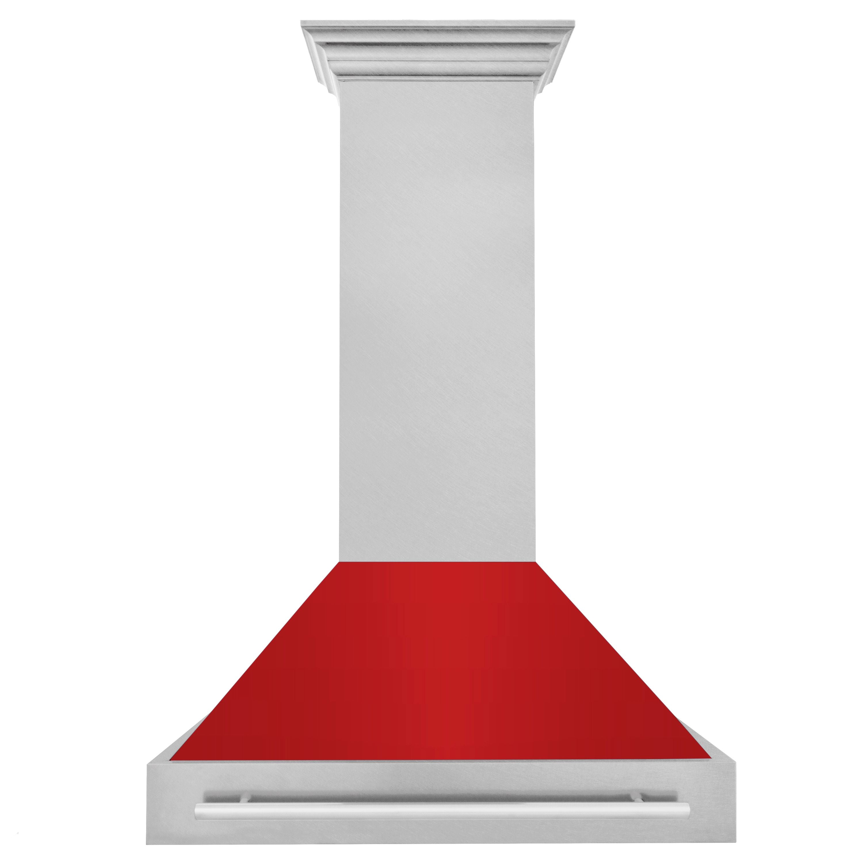ZLINE 36 Inch DuraSnow® Stainless Steel Range Hood with Red Matte Shell, 8654SNX-RM-36