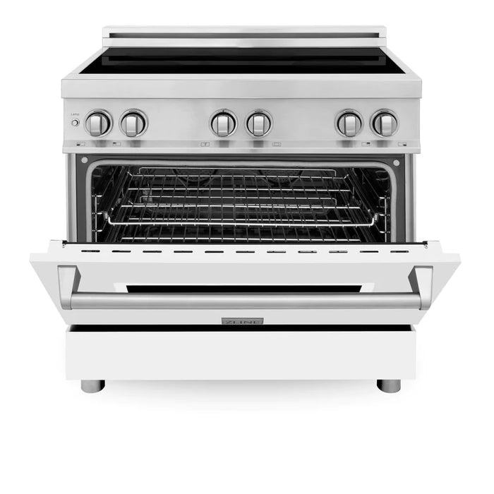 ZLINE 36 Inch 4.6 cu. ft. Induction Range with a 4 Element Stove and Electric Oven in White Matte