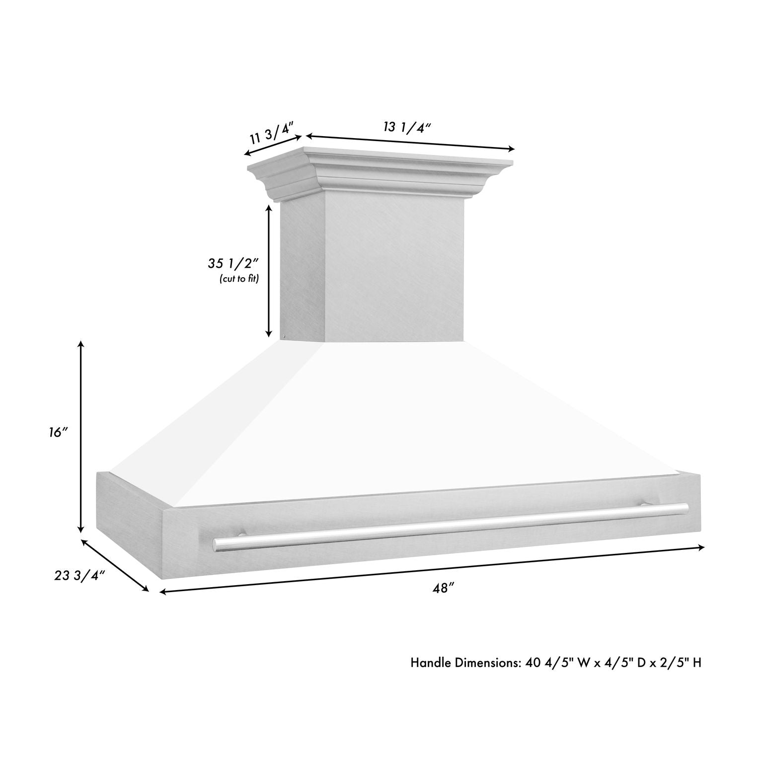ZLINE 48 In. DuraSnow® Stainless Steel Range Hood with White Matte Shell, 8654SNX-WM-48