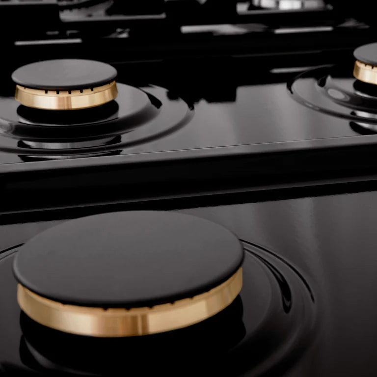 ZLINE 48 In. Rangetop In Black Stainless Steel With 7 Gas Brass Burners