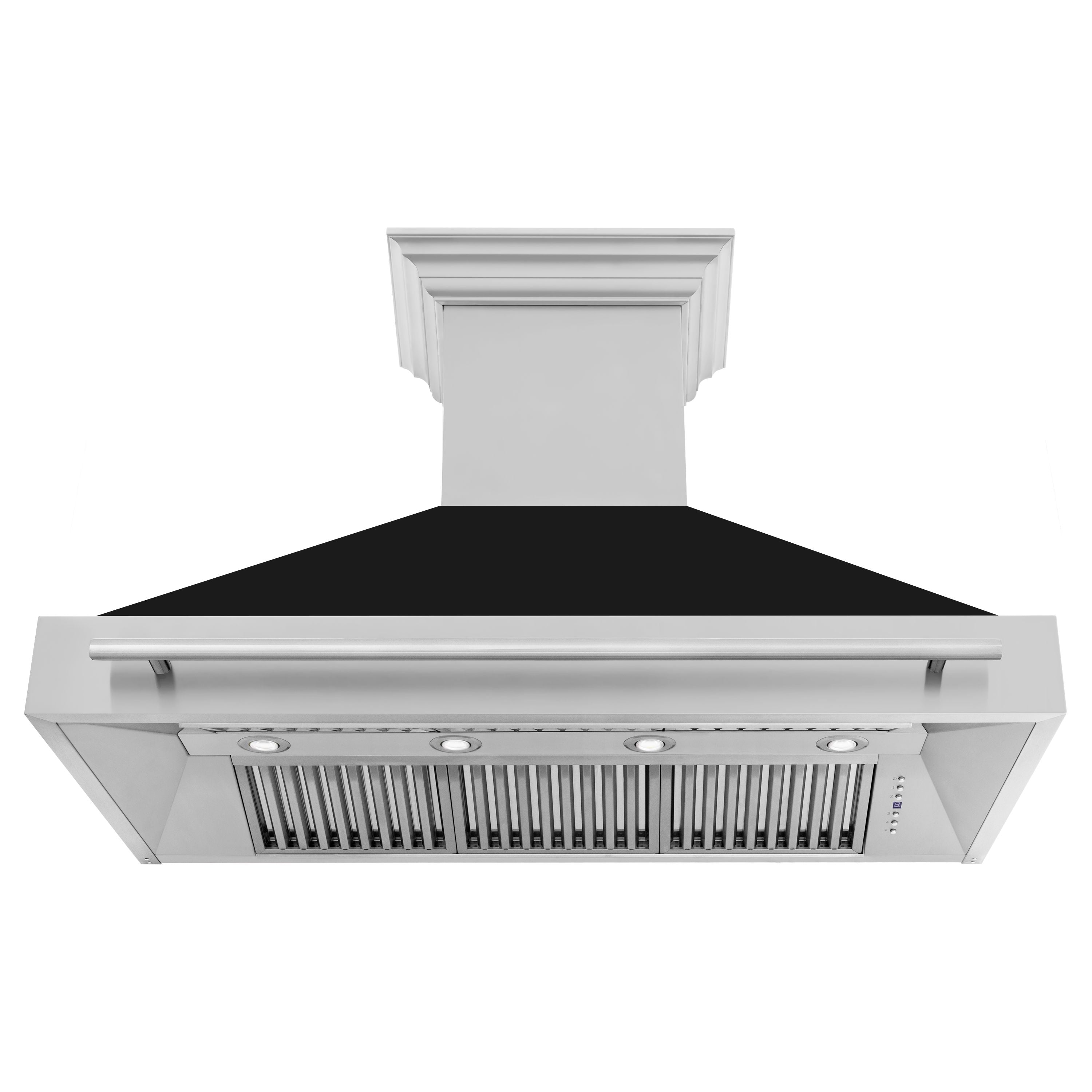 ZLINE 48 In. Stainless Steel Range Hood with Black Matte Shell and Stainless Steel Handle, 8654STX-BLM-48