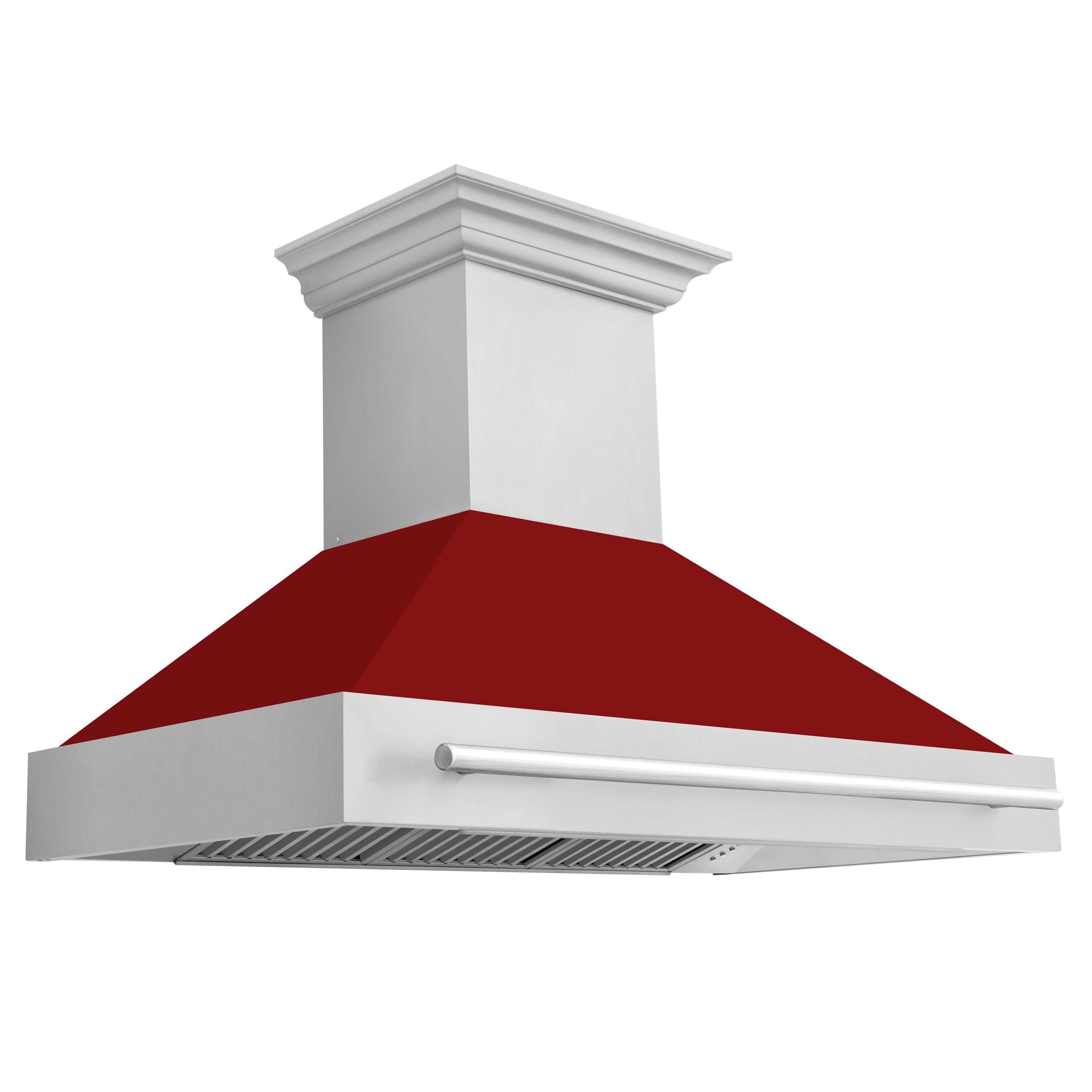 ZLINE 48 Inch Stainless Steel Range Hood with Red Gloss Shell, 8654STX-RG48