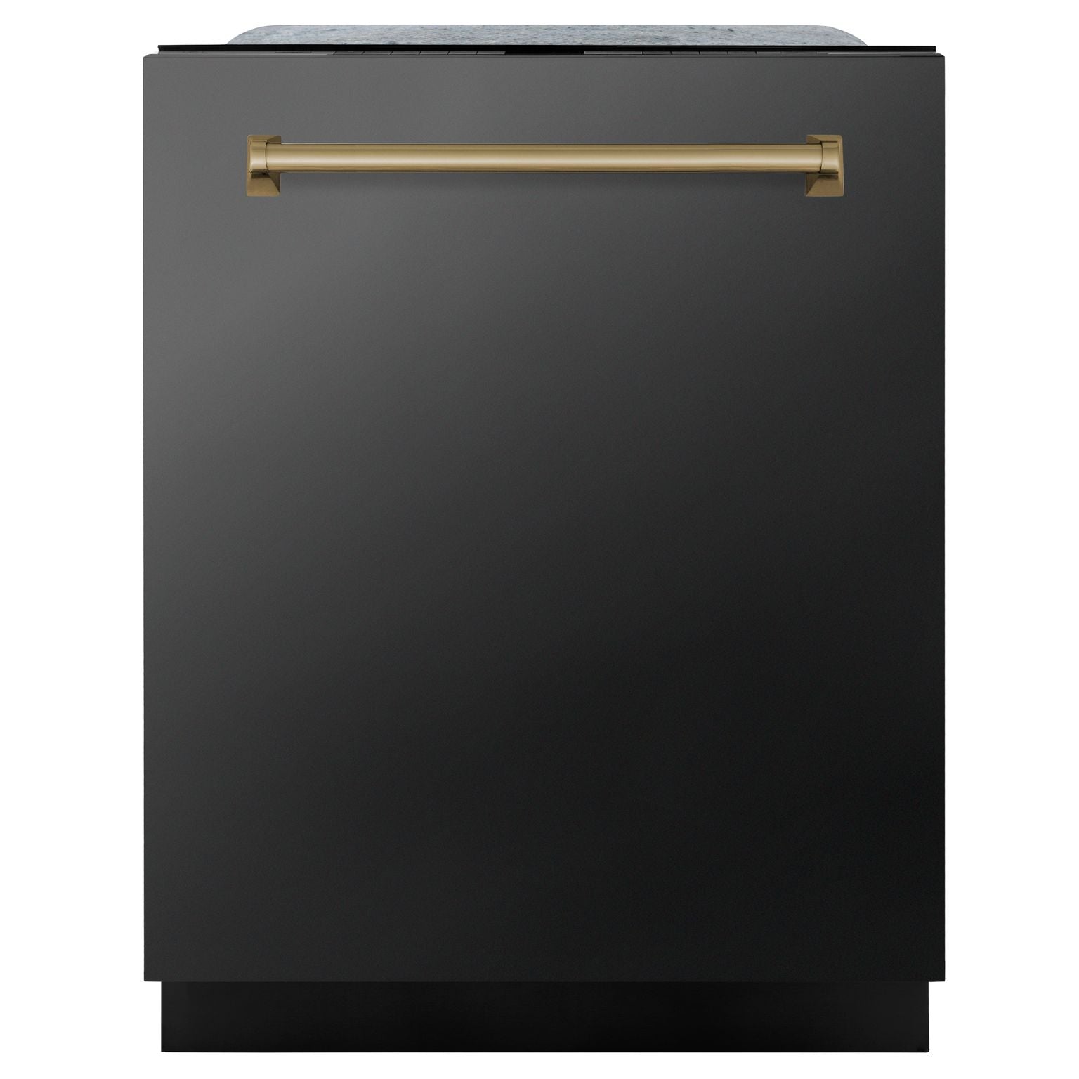 ZLINE Autograph Edition 24 In. 3rd Rack Top Touch Control Tall Tub Dishwasher in Black Stainless Steel with Champagne Bronze Handle