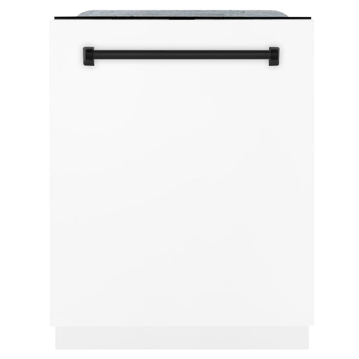 ZLINE Autograph Edition 24 inch Tall Dishwasher, Touch Control, in White Matte with Matte Black Handle