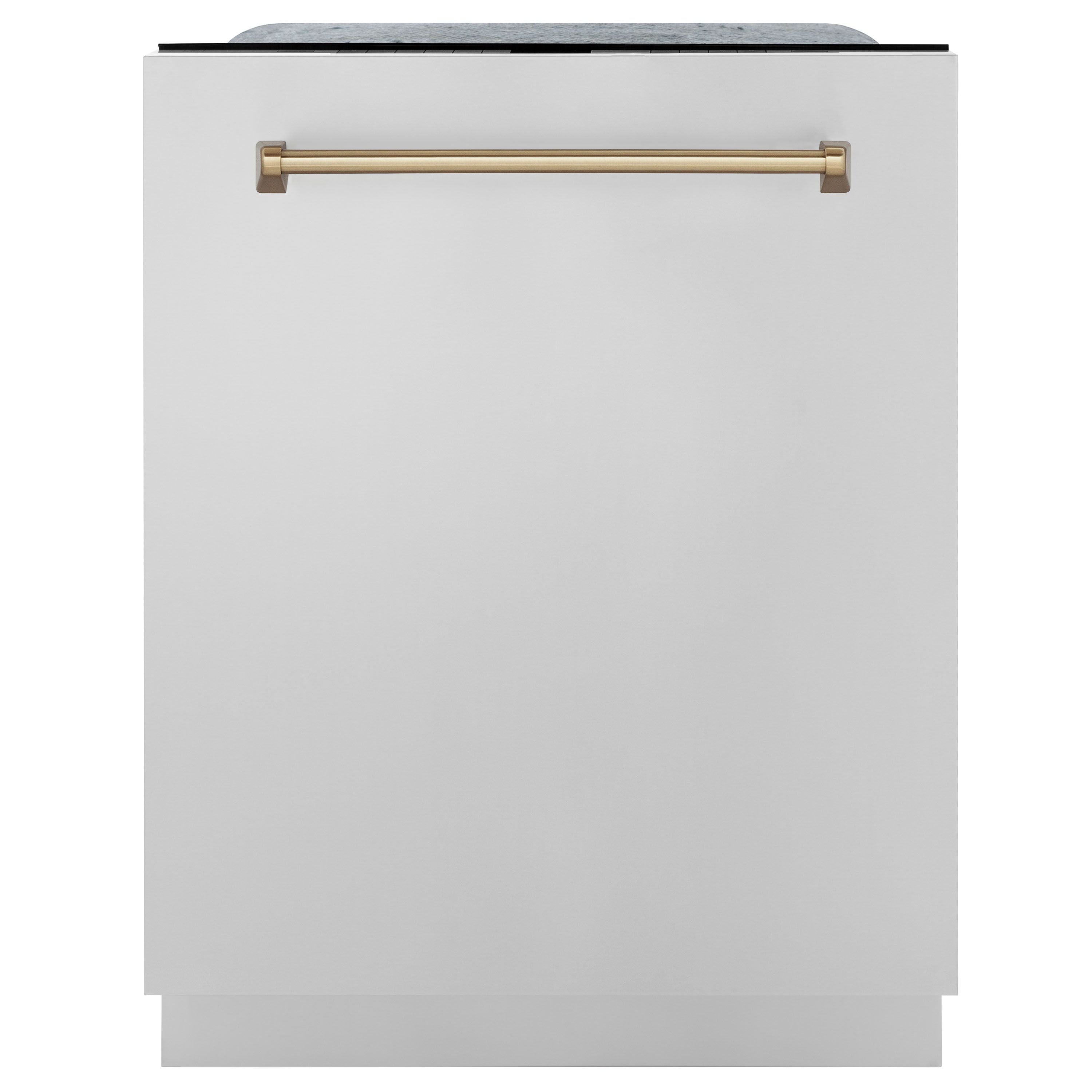 ZLINE Autograph Edition 24 In. Tall Dishwasher, Touch Control, in Stainless Steel with Champagne Bronze Handle