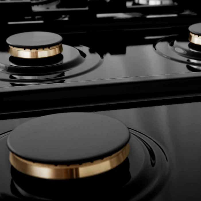ZLINE Autograph Edition 36 In. Porcelain Rangetop with 6 Gas Burners in DuraSnow® Stainless Steel and Matte Black Accents
