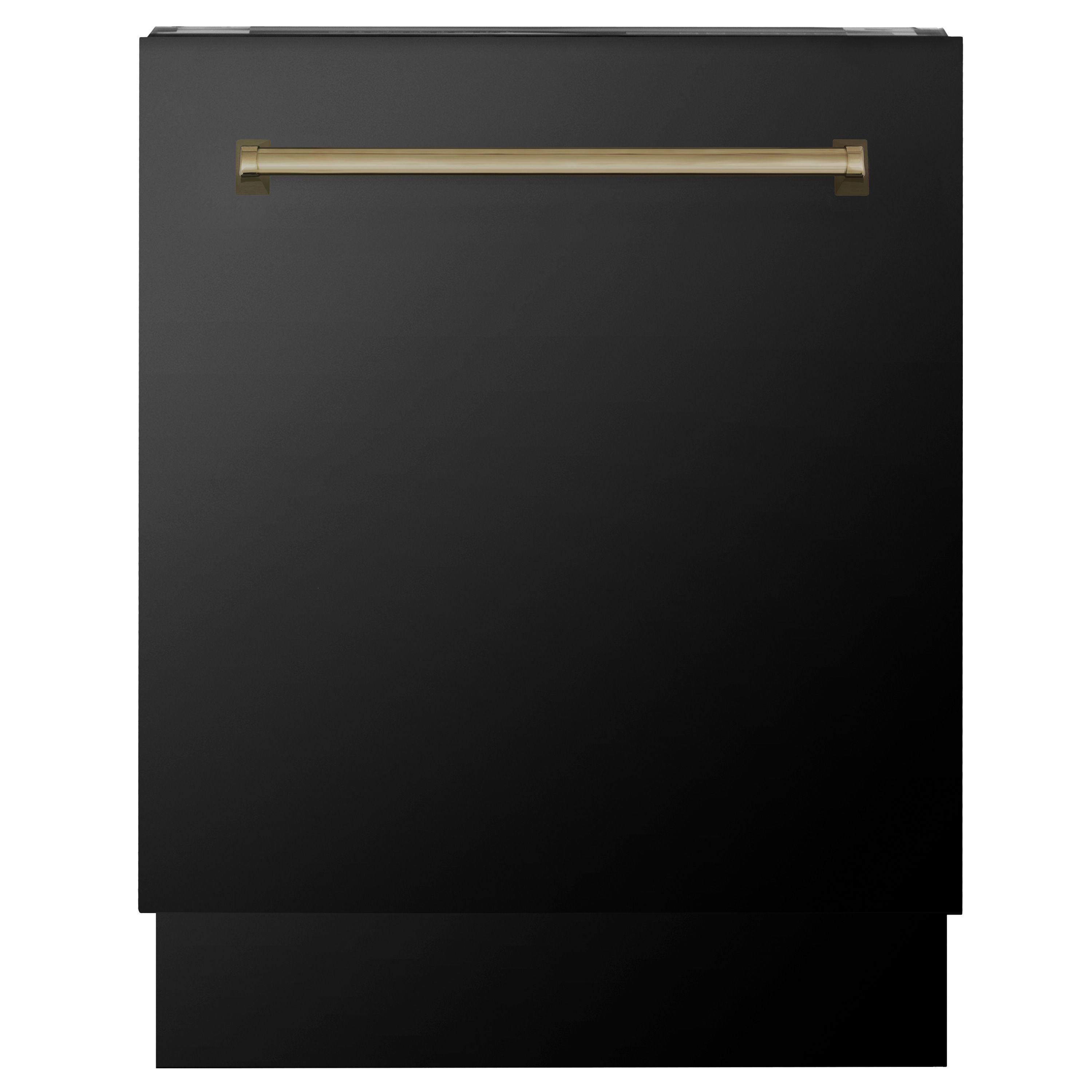 ZLINE Autograph Series 24 inch Tall Dishwasher in Black Stainless Steel with Champagne Bronze Handle