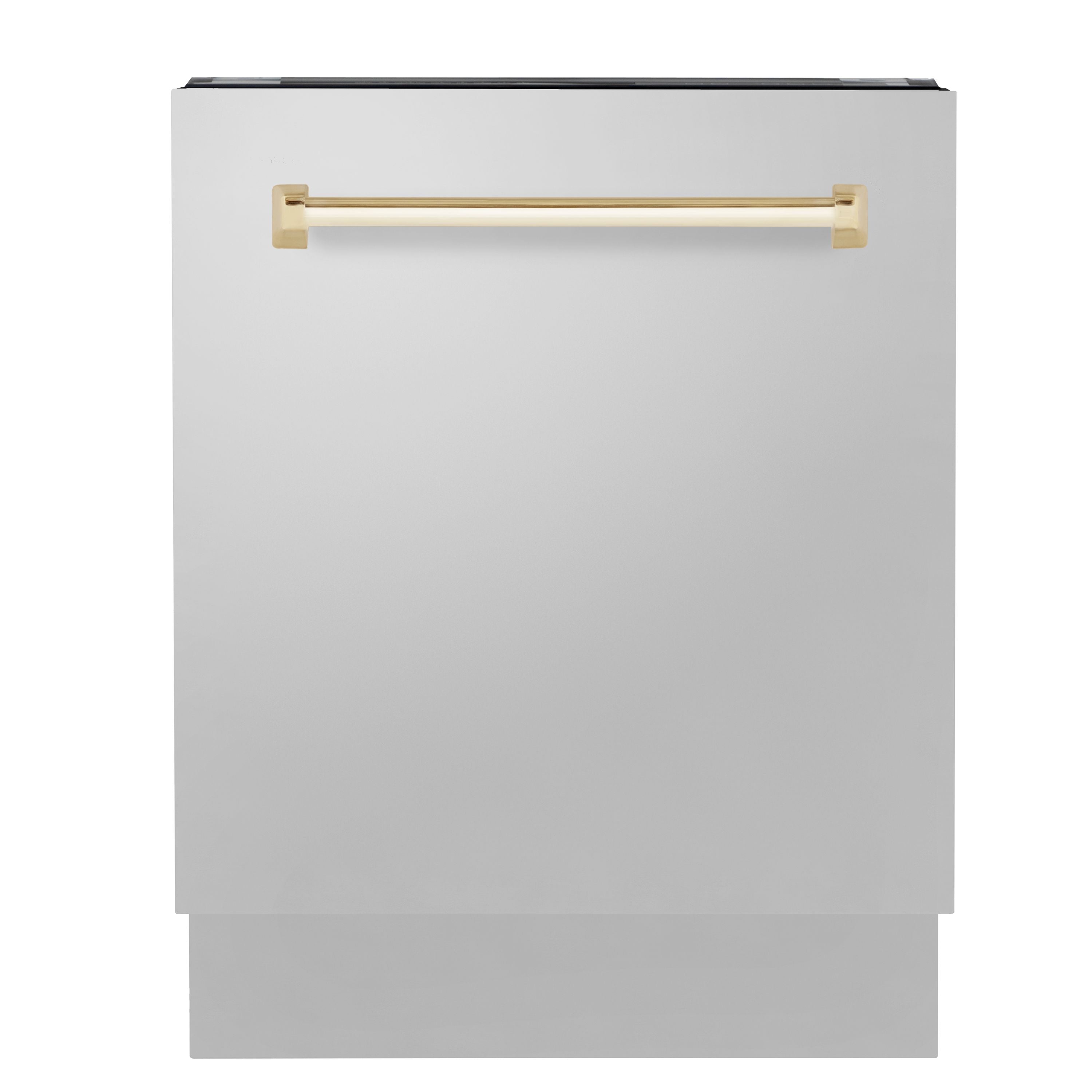 ZLINE Autograph Series 24 inch Tall Dishwasher in Stainless Steel with Gold Handle