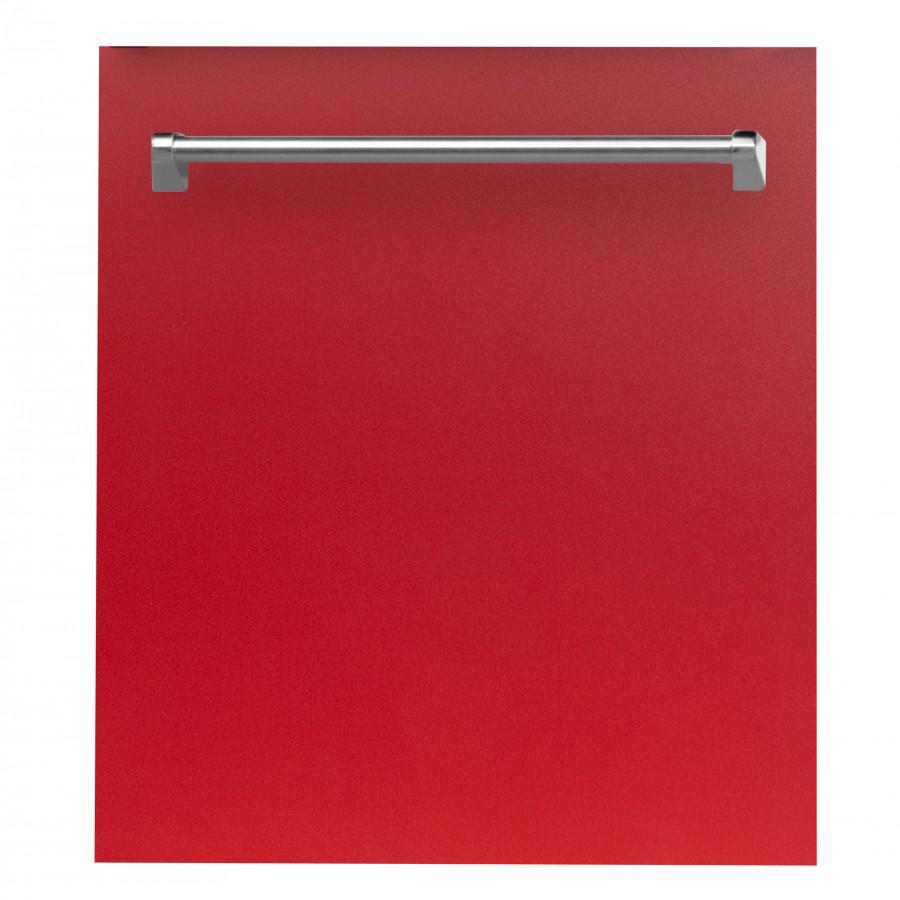 ZLINE 24 in. Top Control Dishwasher in Red Matte with Stainless Steel Tub