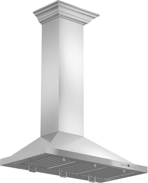 ZLINE 42 in. Convertible Vent Wall Mount Range Hood in Stainless Steel with Crown Molding, KBCRN-42