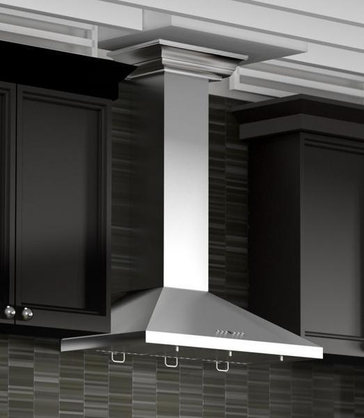 ZLINE 36 in. Convertible Vent Wall Mount Range Hood in Stainless Steel with Crown Molding, KL2CRN-36