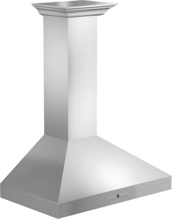 ZLINE 36 in. Convertible Vent Wall Mount Range Hood in Stainless Steel with Crown Molding, KL3CRN-36