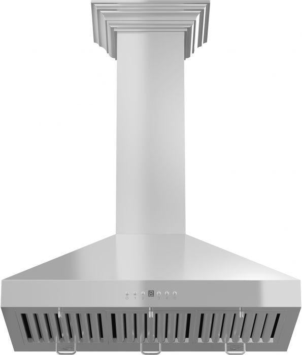 ZLINE 36 in. Convertible Vent Wall Mount Range Hood in Stainless Steel with Crown Molding, KL3CRN-36