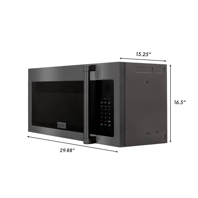 ZLINE Over the Range Convection Microwave Oven in Black Stainless Steel with Traditional Handle and Sensor Cooking