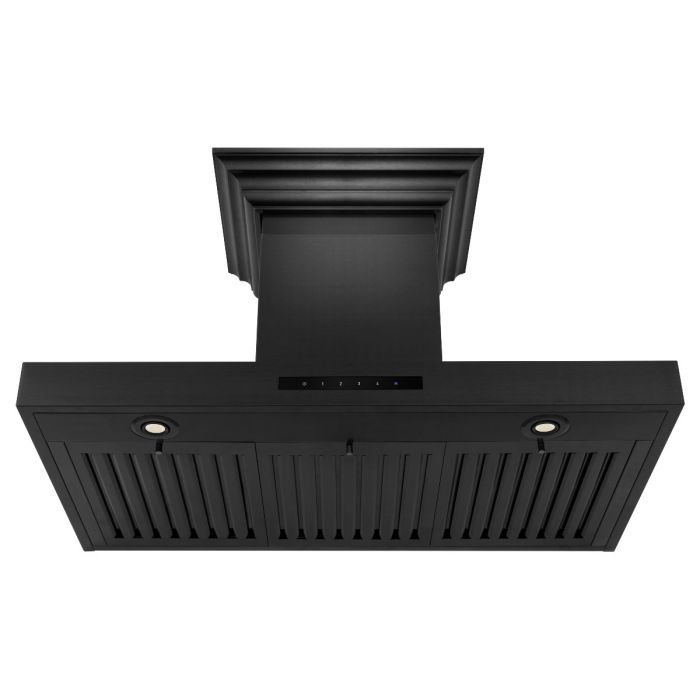 ZLINE 36 in. Convertible Vent Wall Mount Range Hood in Black Stainless Steel with Crown Molding, BSKENCRN-36