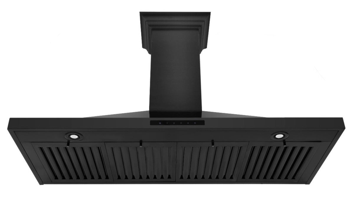 ZLINE 48 in. Convertible Vent Wall Mount Range Hood in Black Stainless Steel with Crown Molding, BSKBNCRN-48