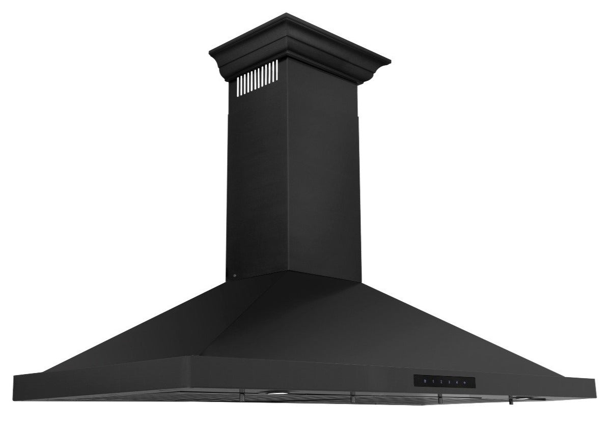 ZLINE 48 in. Convertible Vent Wall Mount Range Hood in Black Stainless Steel with Crown Molding, BSKBNCRN-48
