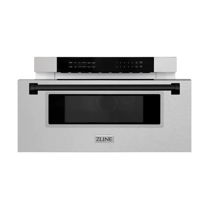ZLINE Autograph 30 In. 1.2 cu. ft. Built-In Microwave Drawer In Fingerprint Resistant Stainless Steel with Matte Black Accents