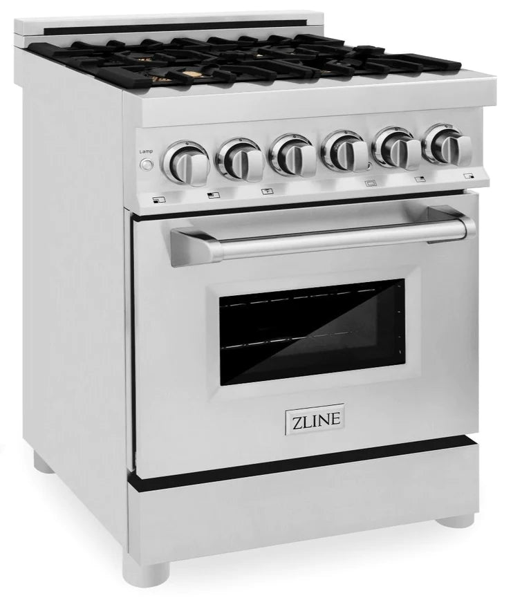 ZLINE 24 in. Professional Gas Burner/Electric Oven Stainless Steel Range with Brass Burners