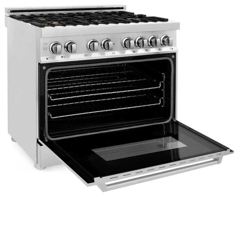 ZLINE 36 in. Professional Gas Burner/Electric Oven Stainless Steel Range with Brass Burners