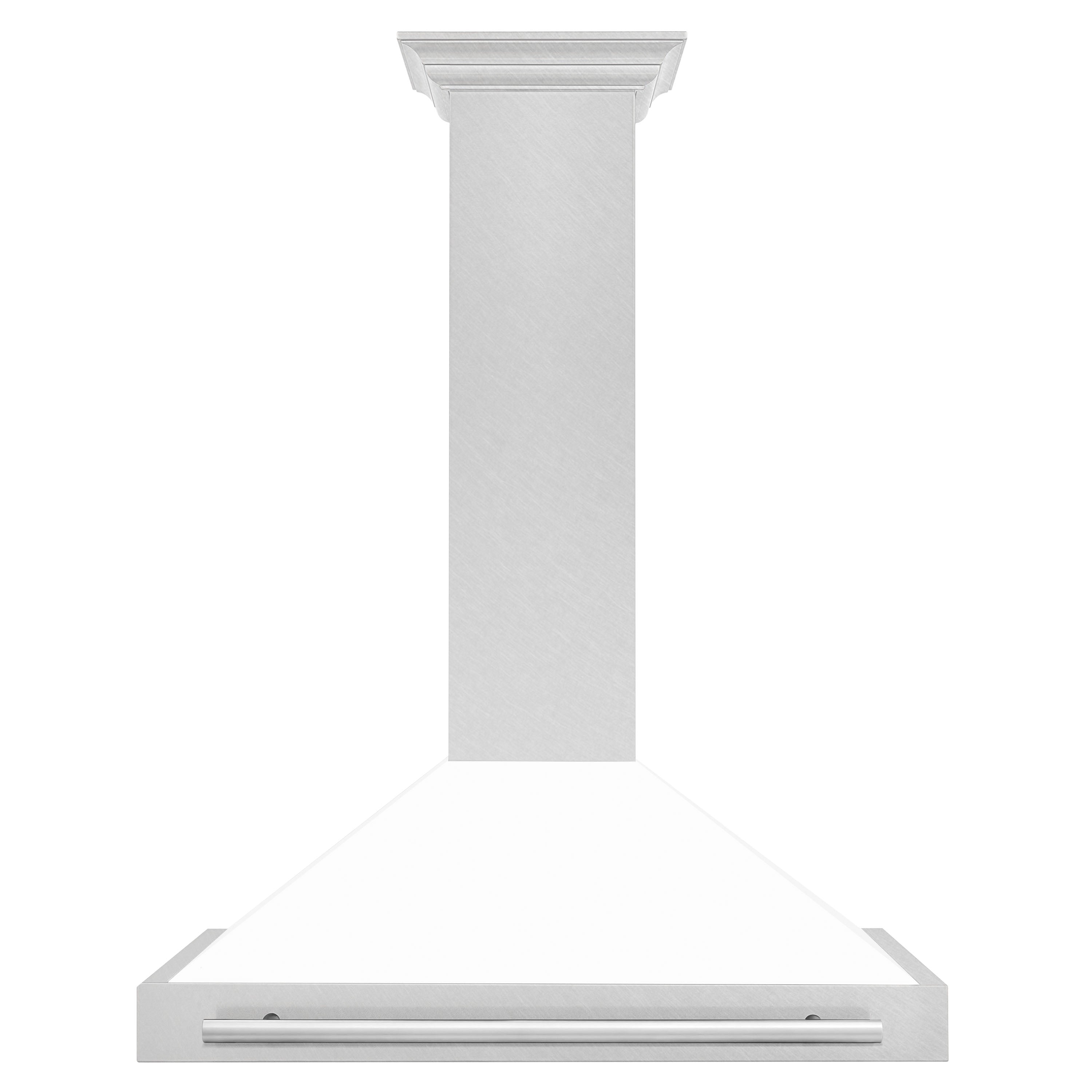 ZLINE 36 Inch DuraSnow® Stainless Steel Range Hood with White Matte Shell and Stainless Steel Handle, KB4SNX-WM-36