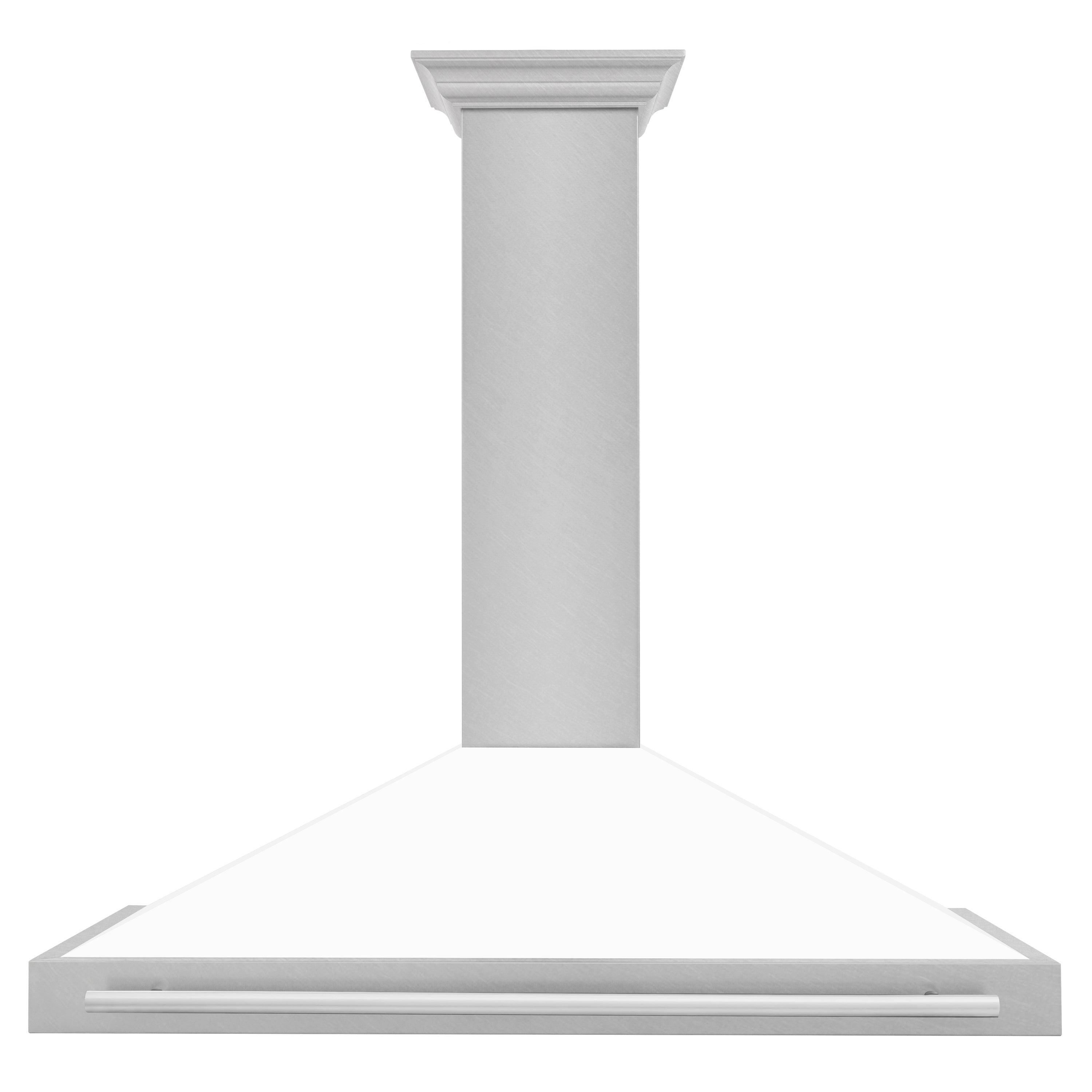 ZLINE 48 Inch DuraSnow® Stainless Steel Range Hood with White Matte Shell and Stainless Steel Handle, KB4SNX-WM-48