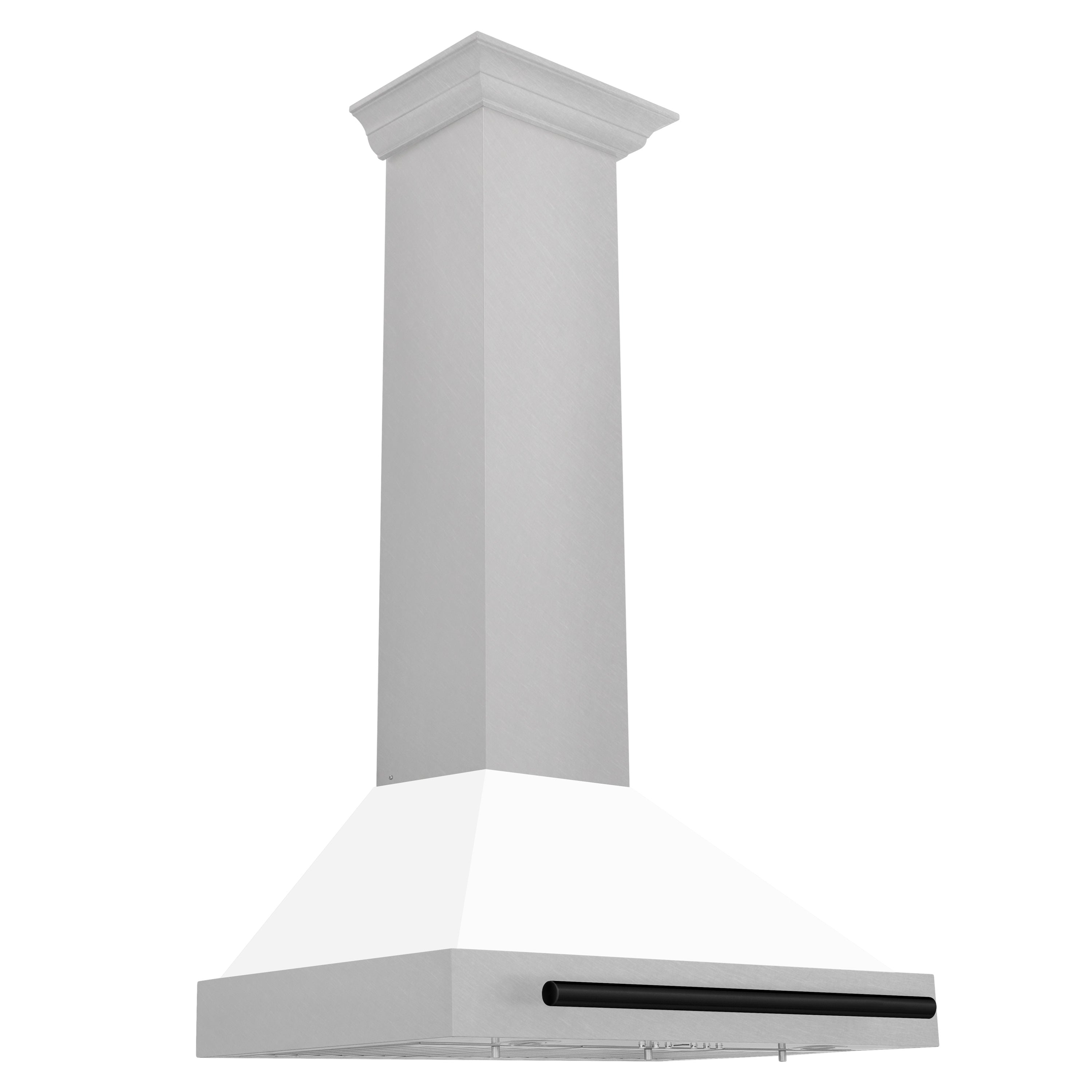 ZLINE 30 Inch Autograph Edition DuraSnow® Stainless Steel Range Hood with a White Matte Shell and Matte Black Handle, KB4SNZ-WM30-MB