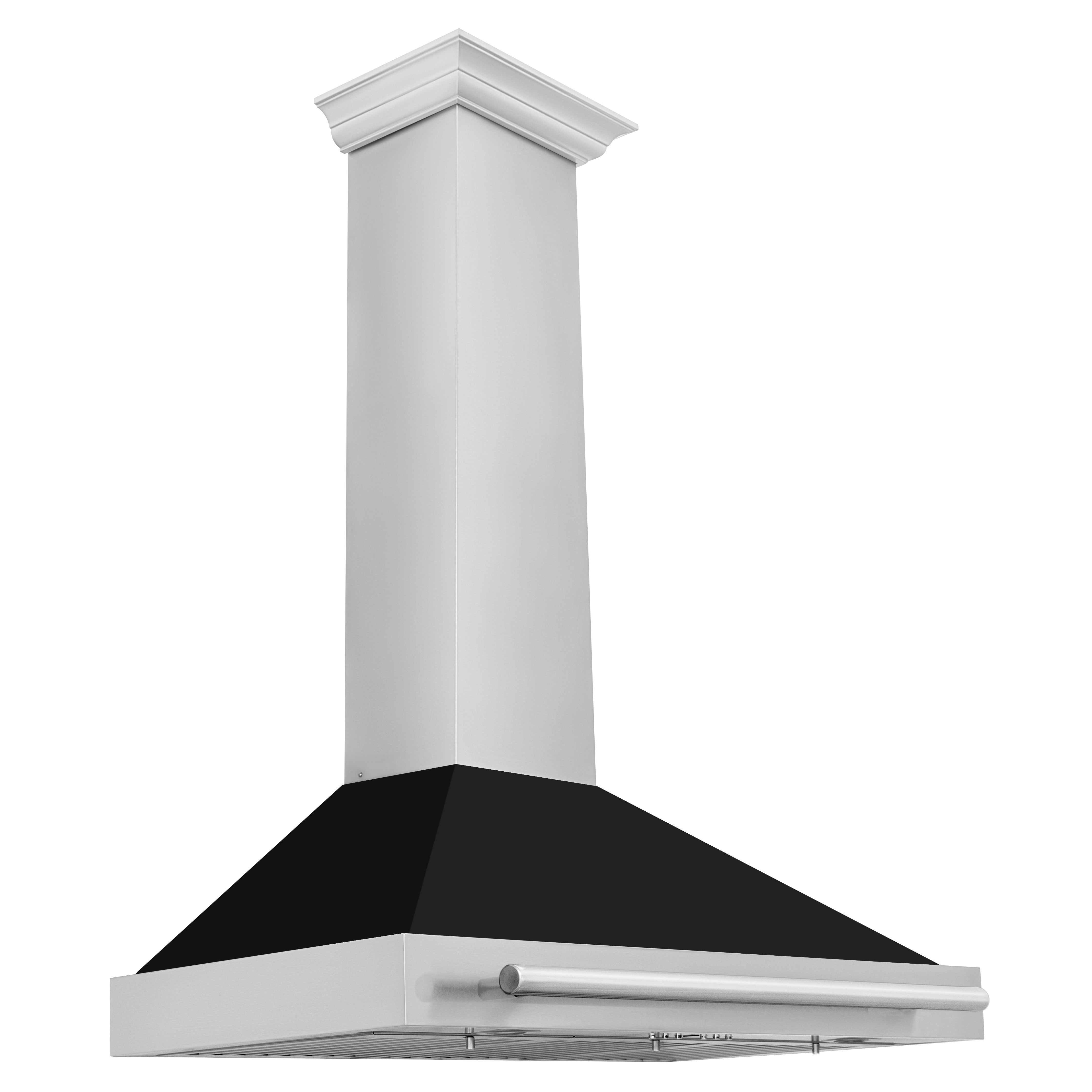 ZLINE 36 Inch Stainless Steel Range Hood with Black Matte Shell and Stainless Steel Handle, KB4STX-BLM-36
