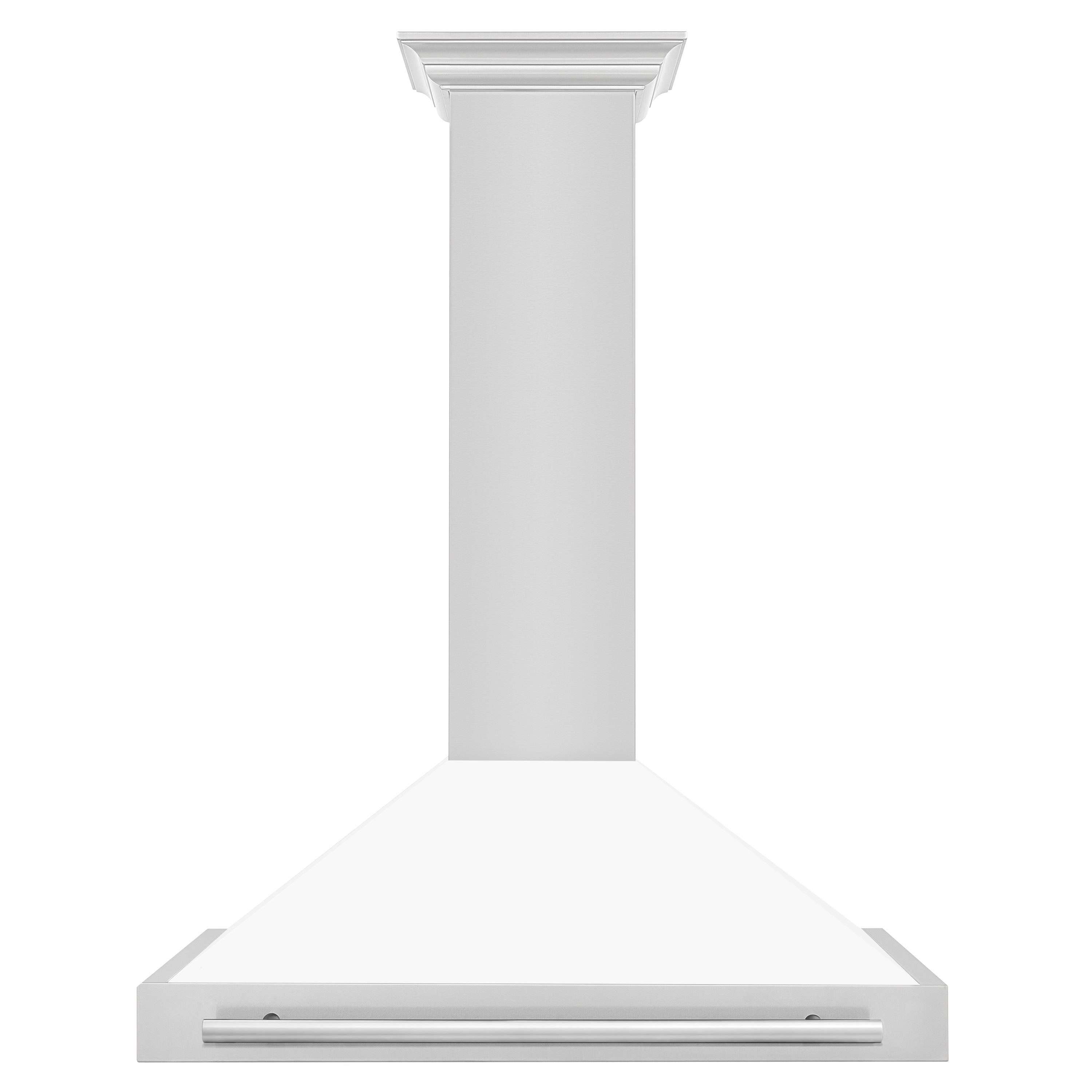 ZLINE 36 Inch Stainless Steel Range Hood with White Matte Shell and Stainless Steel Handle, KB4STX-WM-36