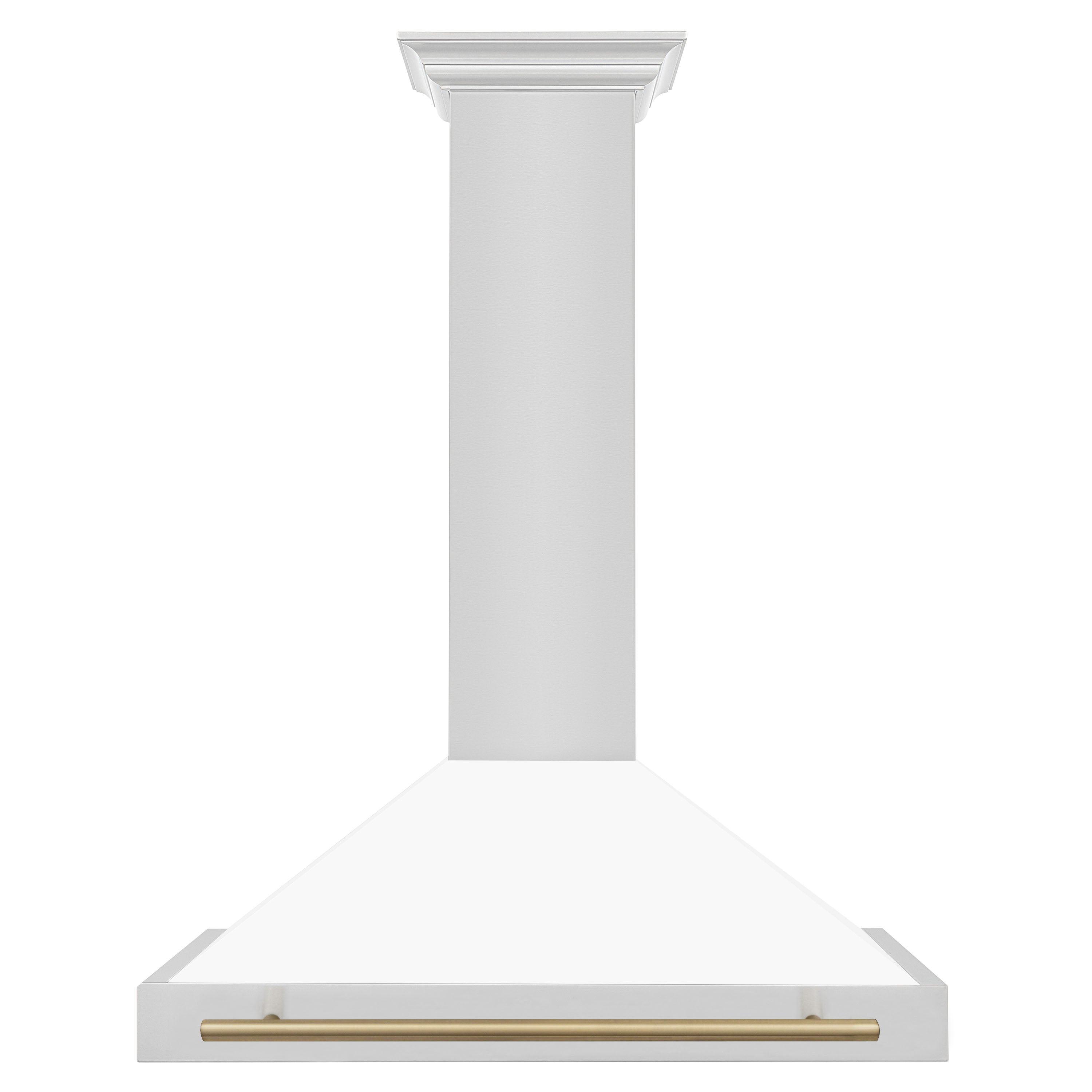 ZLINE 36 Inch Autograph Edition Stainless Steel Range Hood with White Matte Shell and Champagne Bronze Handle, KB4STZ-WM36-CB