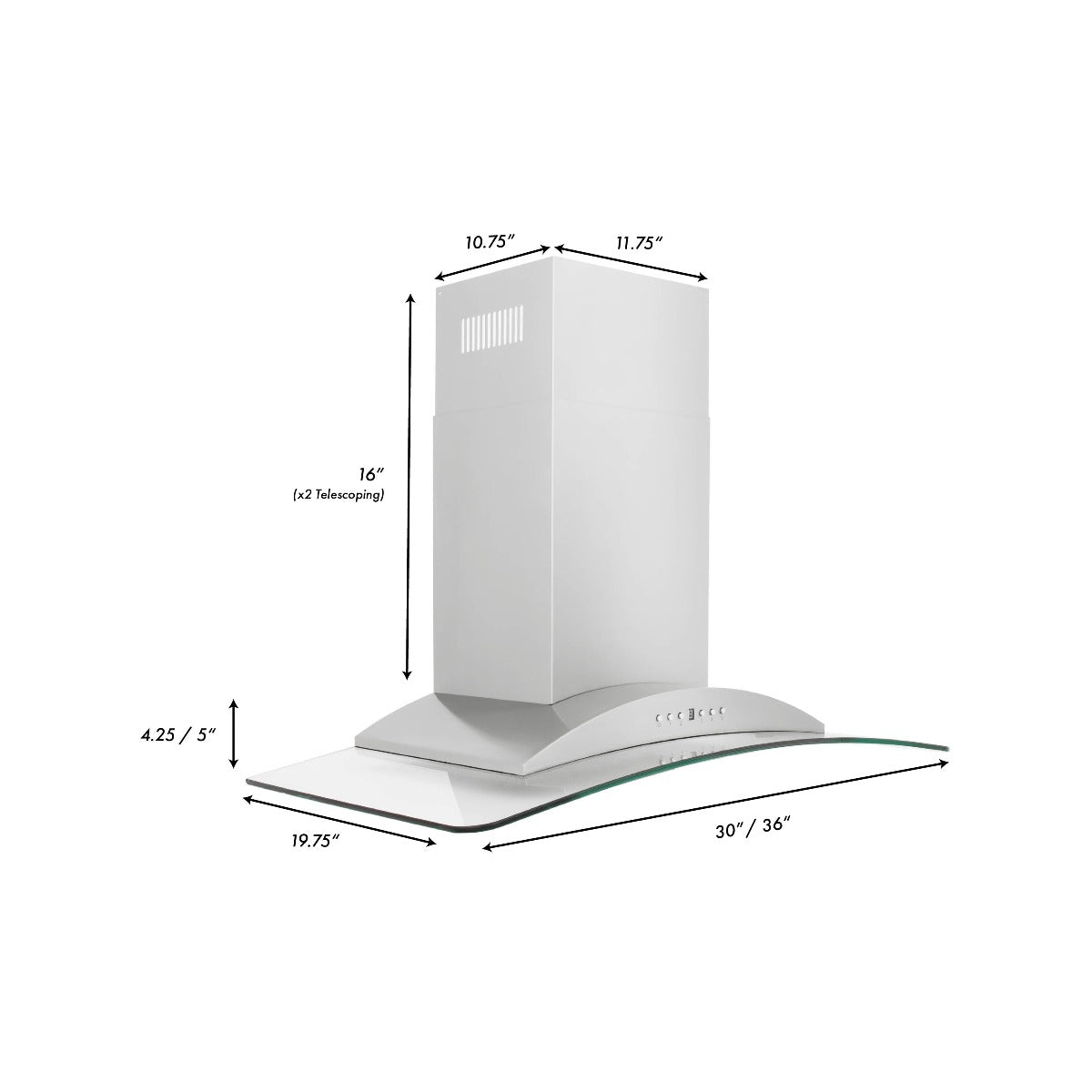 ZLINE 30 in. Convertible Vent Wall Mount Range Hood in Stainless Steel & Glass, KN-30