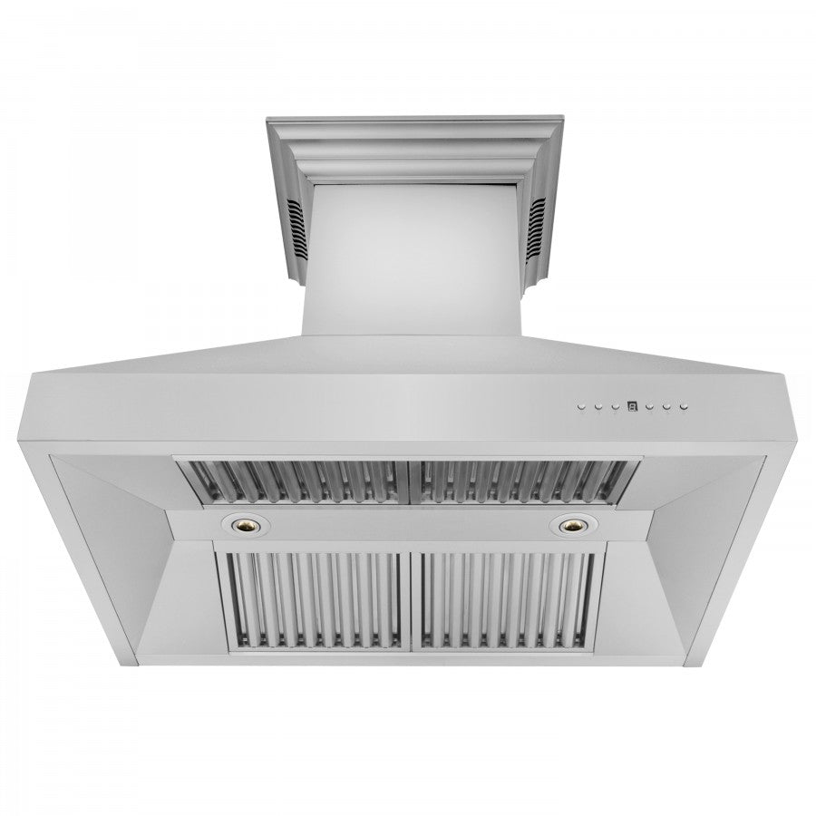ZLINE 60 in. Stainless Steel Wall Range Hood with Built-in CrownSound® Bluetooth Speakers, 667CRN-BT-60
