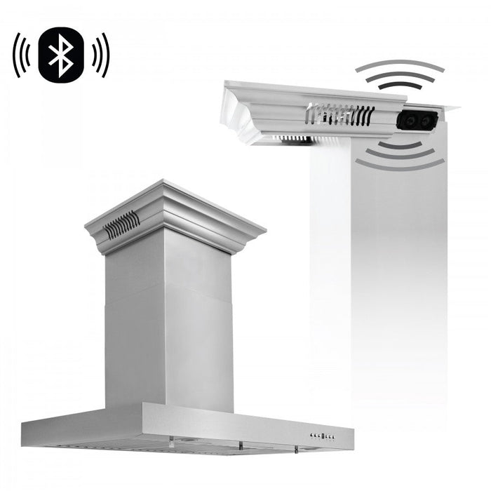 ZLINE 30 in. Stainless Steel Wall Range Hood with Built-in CrownSound® Bluetooth Speakers, KECRN-BT-30