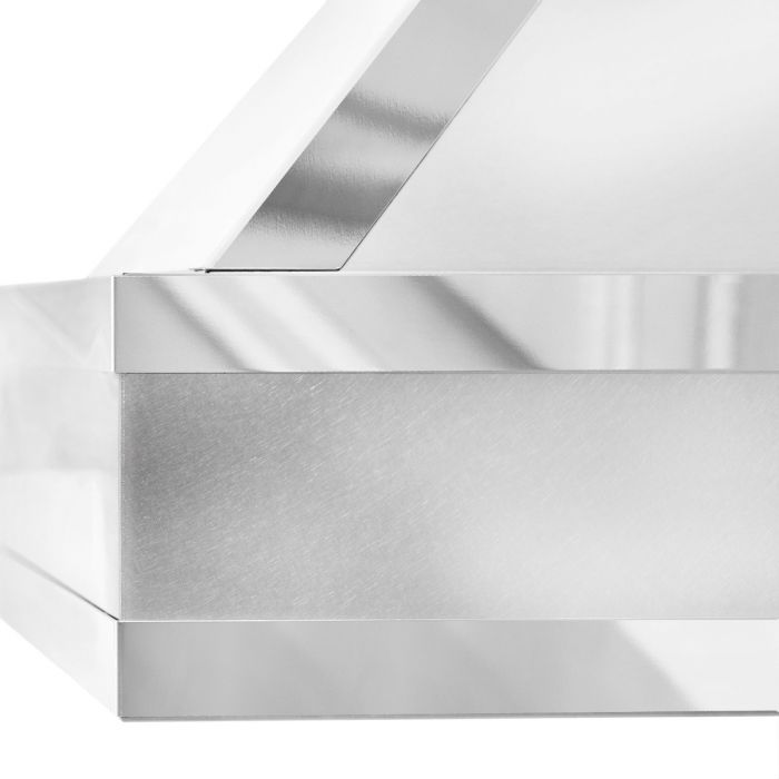 ZLINE 30 in. Designer Series Ducted Wall Mount Range Hood in DuraSnow® Stainless Steel with Mirror Accents, 655MR-30