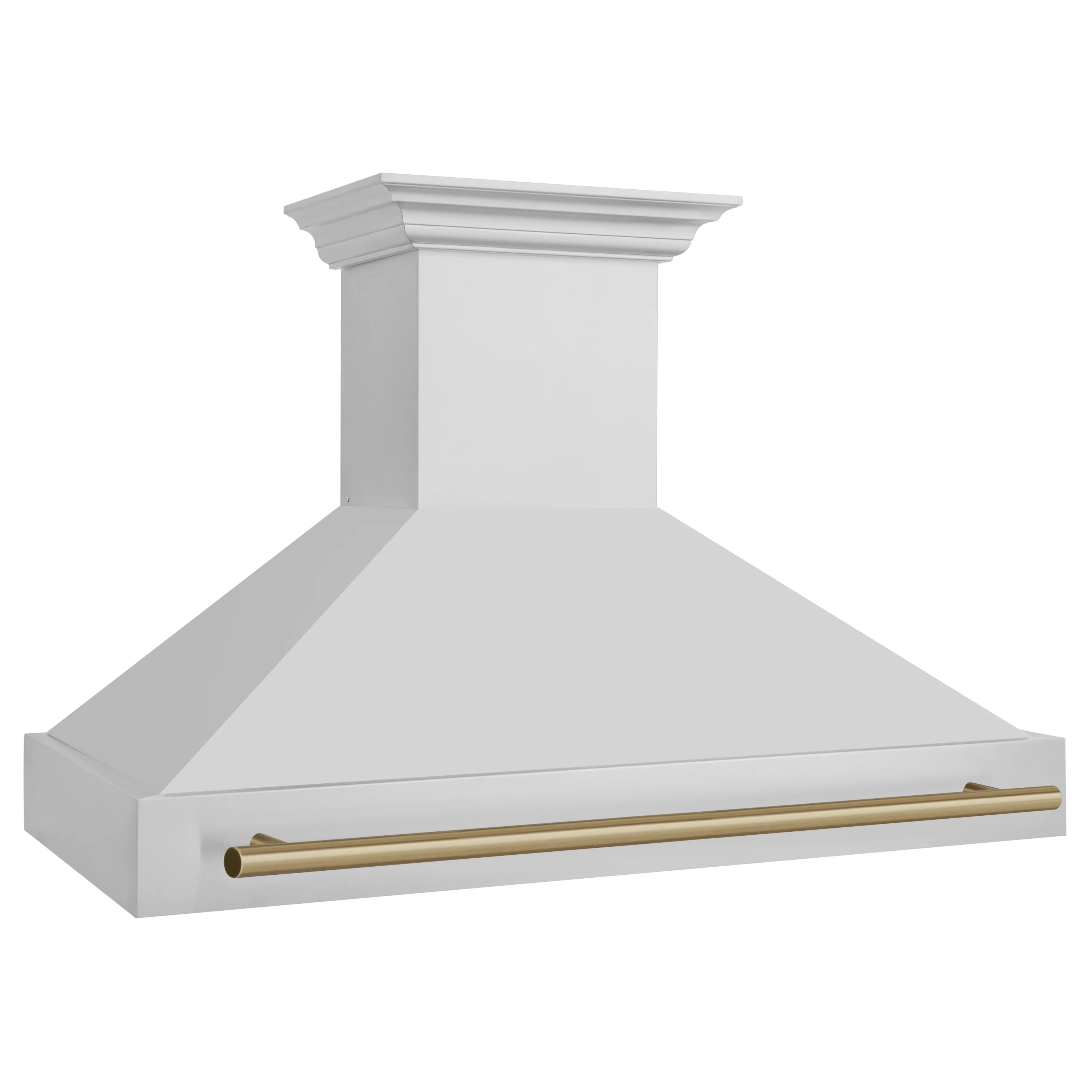 ZLINE 48 Inch Autograph Edition Stainless Steel Range Hood with Champagne Bronze Handle, 8654STZ-48-CB