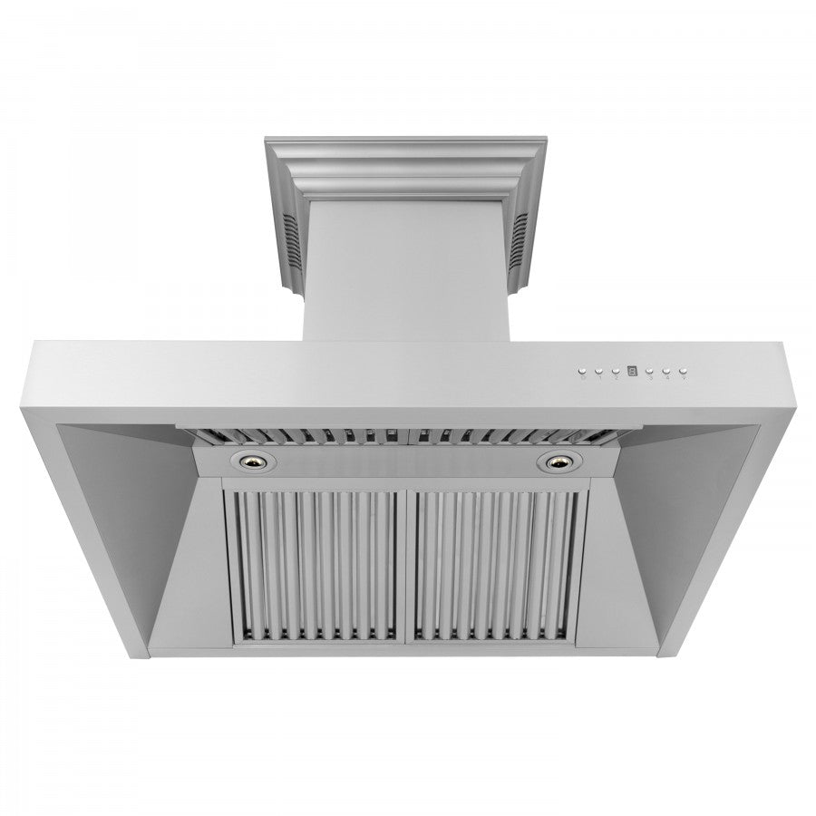ZLINE 60 in. Stainless Steel Wall Range Hood with Built-in CrownSound® Bluetooth Speakers, 697CRN-BT-60