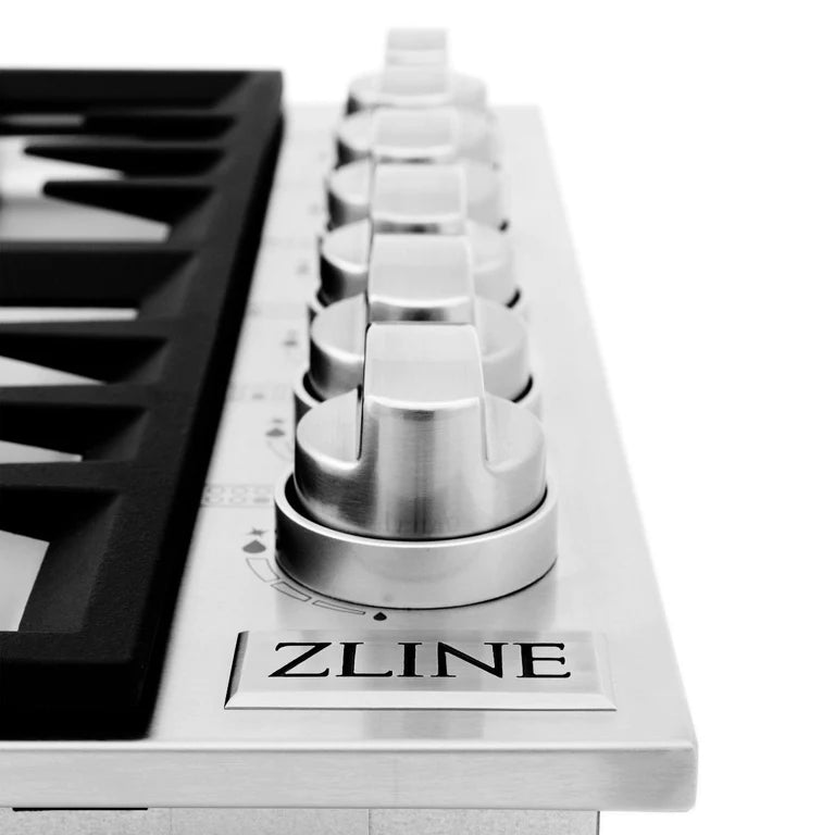 ZLINE 36 in. Dropin Cooktop with 6 Gas Brass Burners