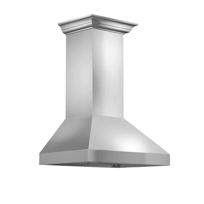 ZLINE 30 in. Professional Convertible Vent Wall Mount Range Hood in Stainless Steel with Crown Molding