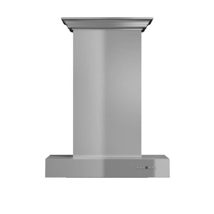 ZLINE 30 In. Convertible Professional Wall Mount Range Hood in Stainless Steel with Crown Molding, KECOMCRN-30